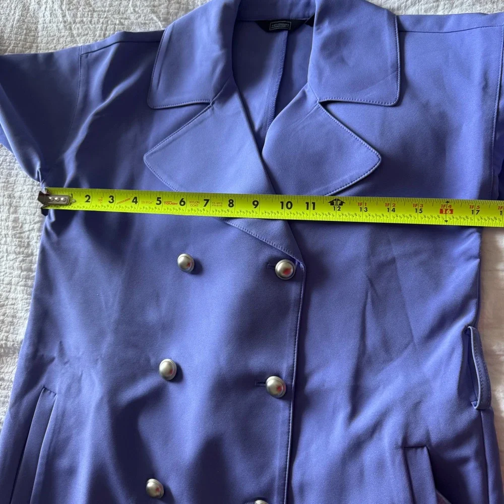 G by Giuliana Black Label Periwinkle Trench Coat Belted XXS Quiet Luxury Peppy - Picture 7 of 11